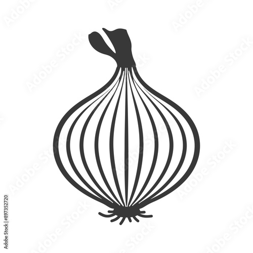 A Simple Black and White Illustration of an Onion