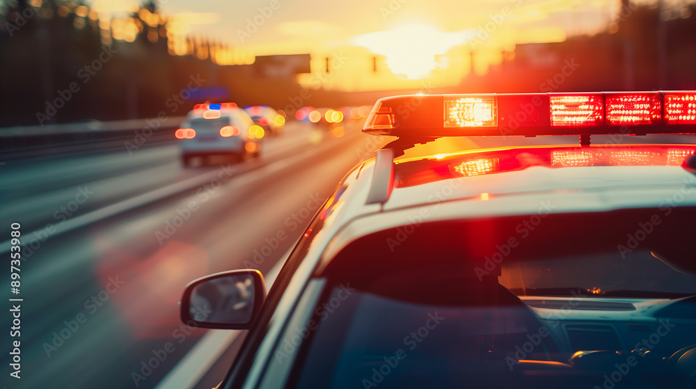 Police Car With Flashing Lights