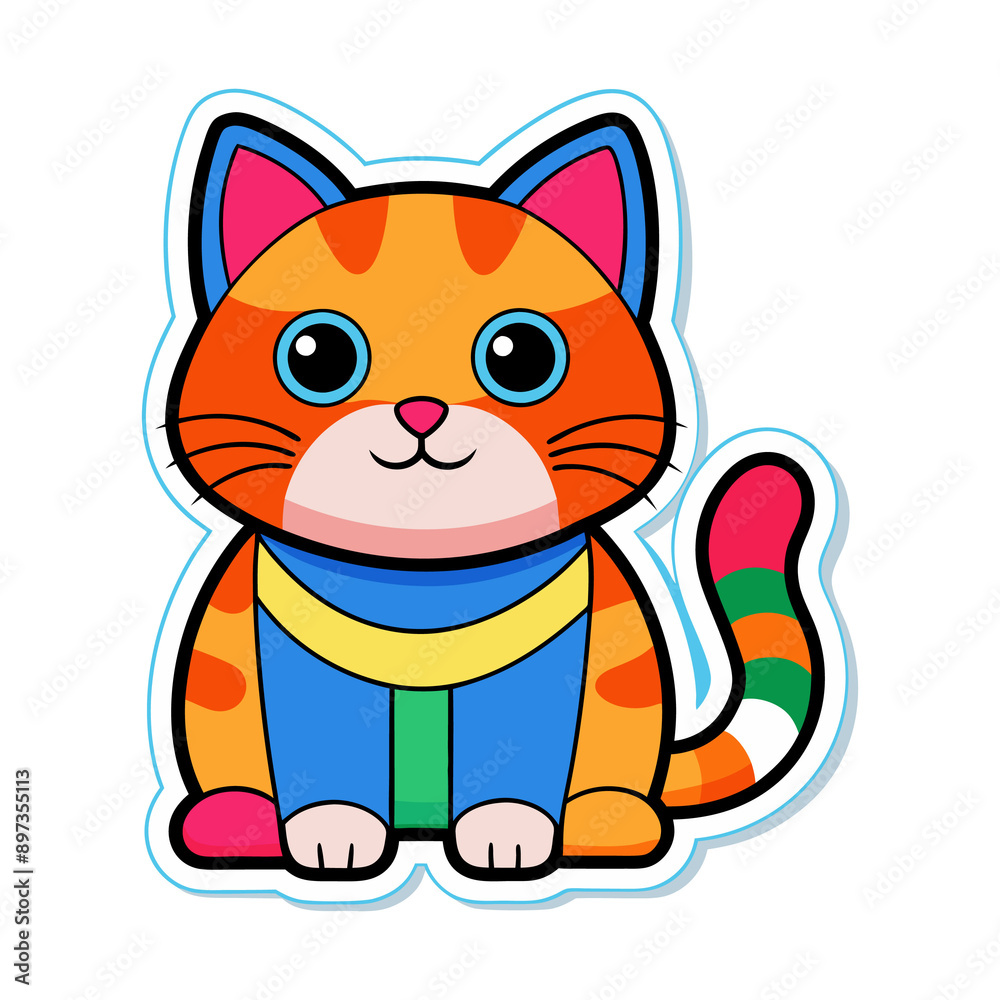 Obraz premium cat sticker image colorful style