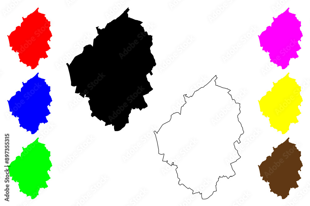 Fototapeta premium Charleroi City (Kingdom of Belgium, Wallonia Region) map vector illustration, scribble sketch City of Charleroi map