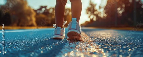 A young athlete taking their first steps onto a competition field, their eyes wide with excitement and anticipation.