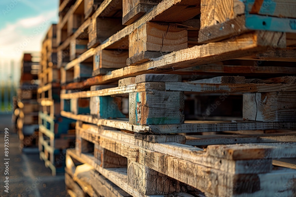 a stack of European pallets in an outdoor setting a stack of European pallets in an outdoor setting