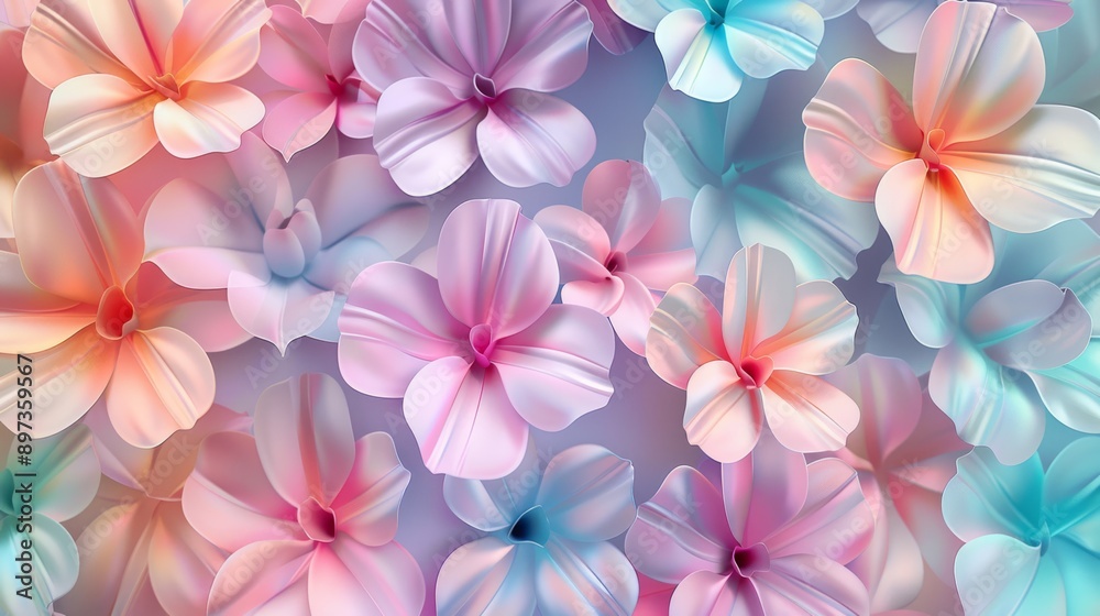 An artistic background with a blend of pastelcolored flowers creating a harmonious and elegant seamless pattern An artistic background with a blend of pastelcolored flowers creating a harmonious and elegant seamless pattern