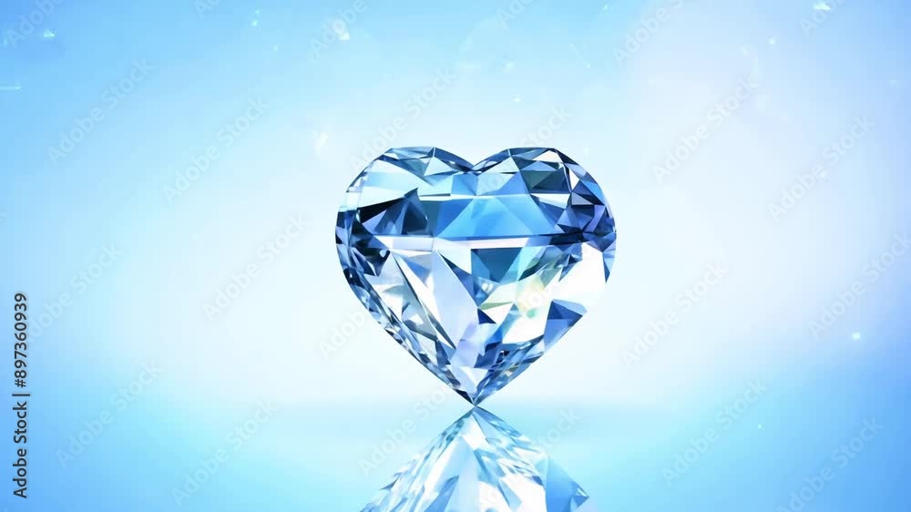 Elegant blue heart shaped crystal on a light blue background, for luxury jewelry ads, romantic promo, engagement and wedding ads. Blue crystal gem video background Elegant blue heart shaped crystal on a light blue background, for luxury jewelry ads, romantic promo, engagement and wedding ads. Blue crystal gem video background