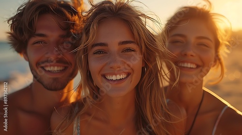 A realistic photograph, 8K resolution, shot on professional DSLR camera, tack-sharp focus, exquisite detail, high dynamic range, joyful image of couples laughing together on the beach, expressing 