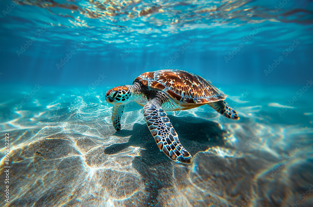 Fototapeta premium Serene sea turtle scene