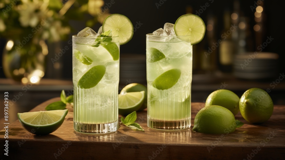 Refreshing moscow mule cocktail in copper mug with vodka, ginger beer, lime juice, and lime wedge