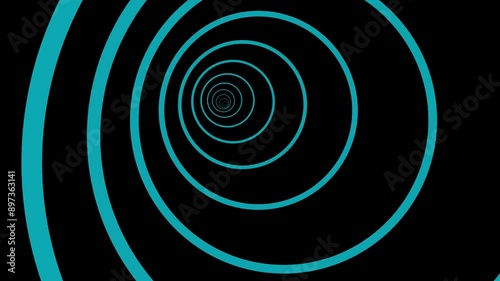 Blue circle tunnel looping animation. 4k alpha channel overlay. Best for video editing materials.