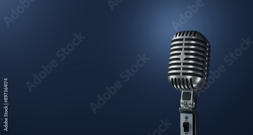 Concept on air. Microphone and headphones. Live on air radio podcast studio microphone. Professional microphone and headphones at the radio station, entertainment and communication concept. 3d render