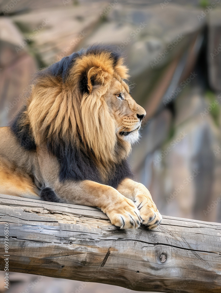 Obraz premium Noble Lion in Profile - Majestic Animal Portrait