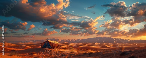 Arabian Nights Desert Caravan, 4K hyperrealistic photo