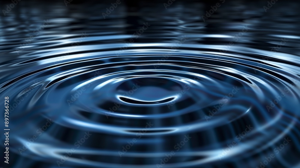 Circular ripples create a captivating pattern on the surface of a tranquil blue liquid Circular ripples create a captivating pattern on the surface of a tranquil blue liquid
