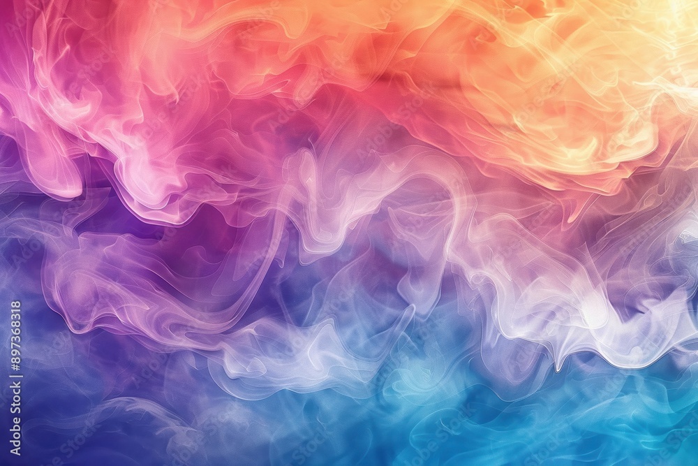 Abstract vibrant smoke swirls in gradient colors of orange, pink, and blue creating a mesmerizing and vivid background or texture. Abstract vibrant smoke swirls in gradient colors of orange, pink, and blue creating a mesmerizing and vivid background or texture.