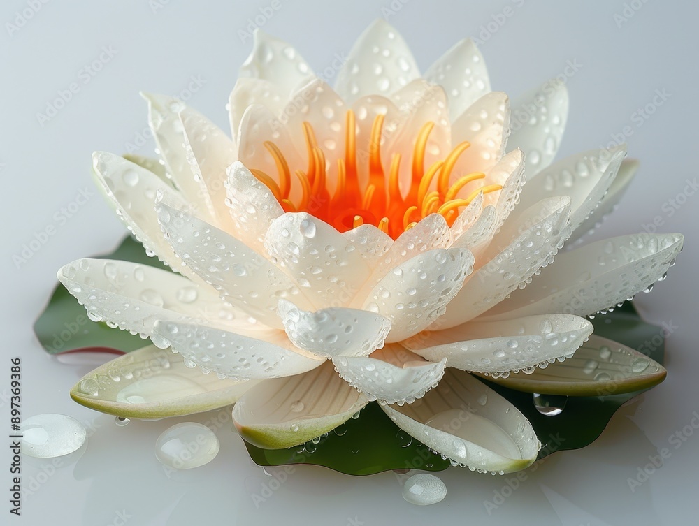 Tranquil Water Lotus Flower on White Background Tranquil Water Lotus Flower on White Background