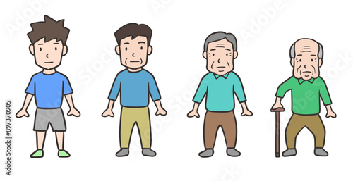 年代別の男性、加齢と老化のイメージ