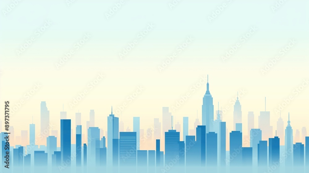 Aerial view, bustling city business district with skyscrapers, flat design illustration Aerial view, bustling city business district with skyscrapers, flat design illustration