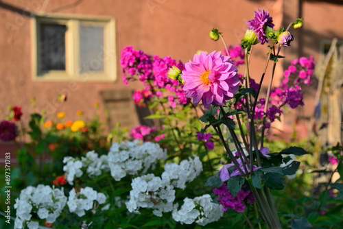 Wallpaper Mural Beautiful flowers in front of the country house Torontodigital.ca