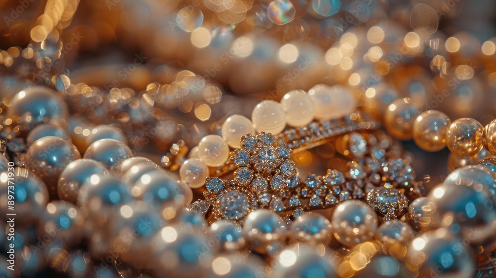Realistic close-up of fashionable jewelry and accessories displayed on a table detailed textures and precision Realistic close-up of fashionable jewelry and accessories displayed on a table detailed textures and precision