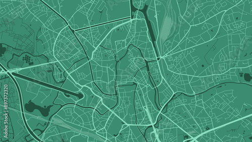 Green Ghent map, city in Belgium. Streetmap municipal area.