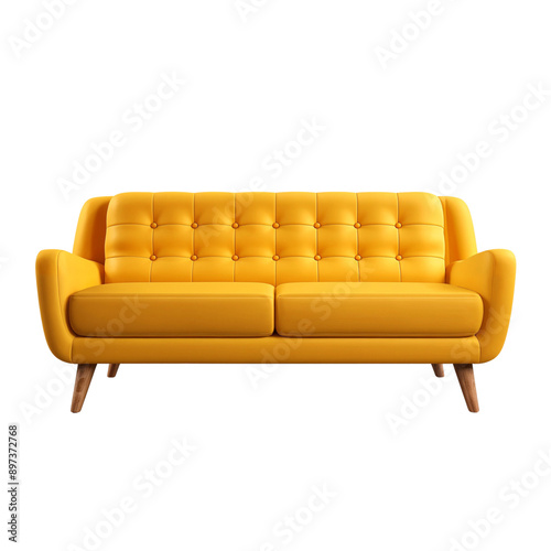 Yellow sofa isolated on transparent background