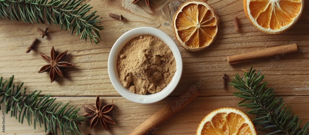 Spices and Citrus on a Wooden Surface Spices and Citrus on a Wooden Surface