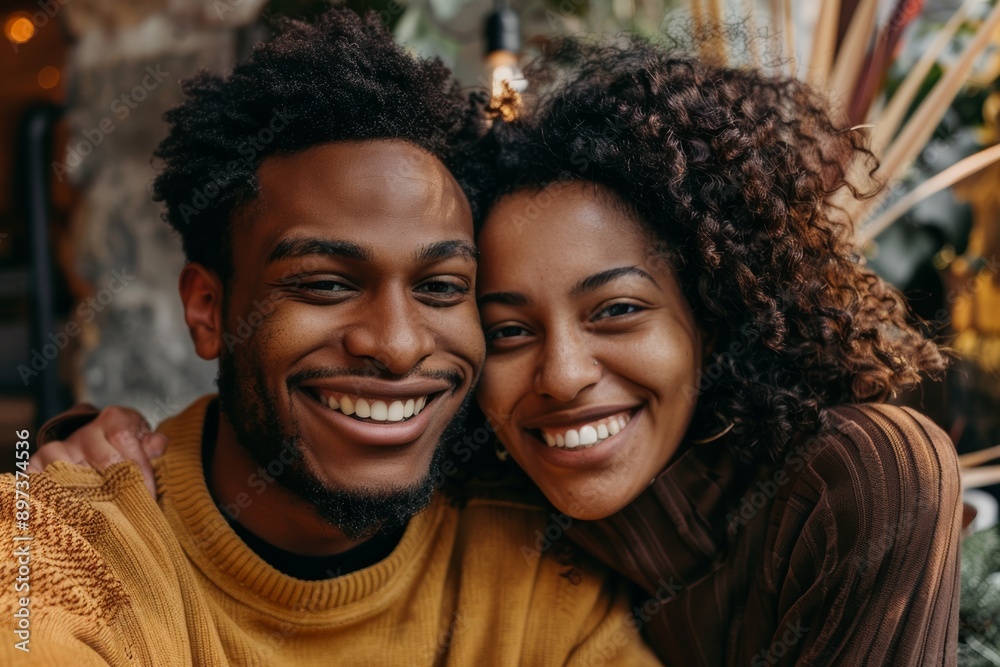 Portrait of a smiling couple in their 20s relaxing and enjoying each other's company Portrait of a smiling couple in their 20s relaxing and enjoying each other's company