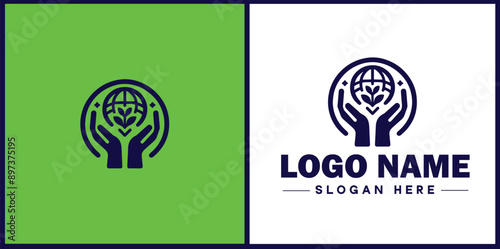 NGO icon Charitable group Voluntary agency Nonprofit organization flat logo sign symbol editable vector