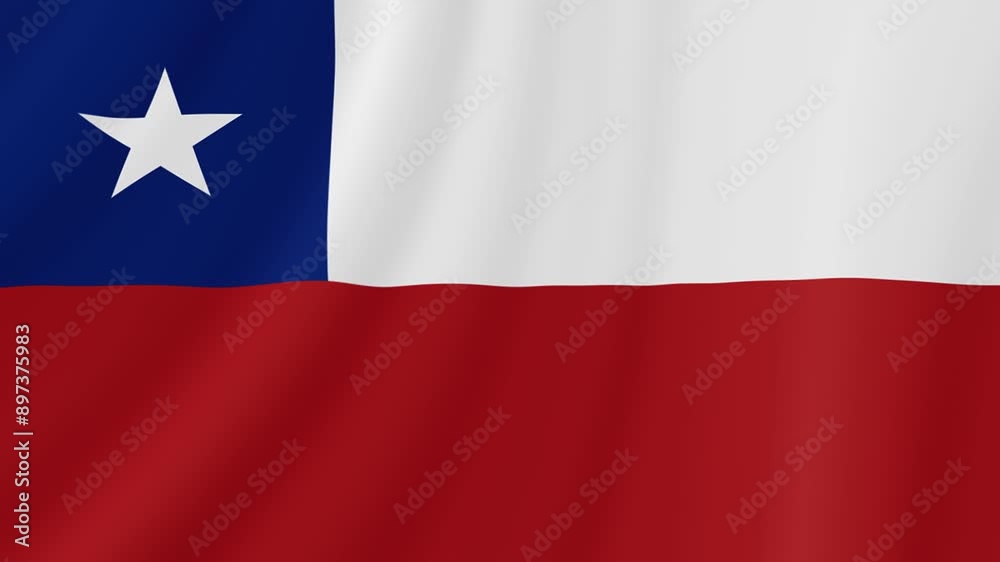 Chile Waving Flag. Realistic Flag Animation. Seamless Loop Background.	
