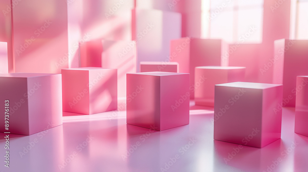 3D minimalist blocks with soft lighting, product 3D background, professional and clean 3D minimalist blocks with soft lighting, product 3D background, professional and clean