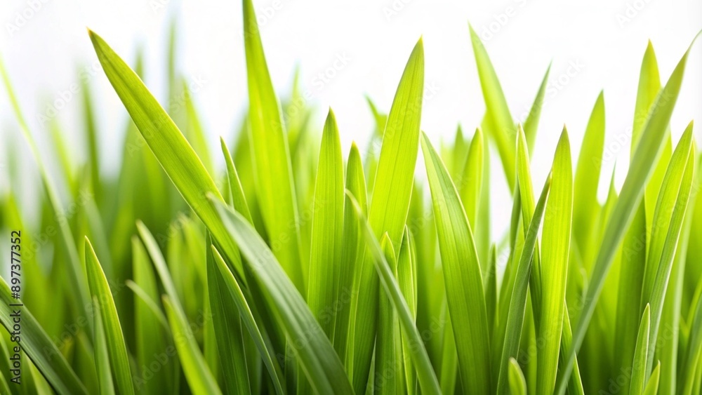 Lush green grass field against a white backdrop. Lush green grass field against a white backdrop.