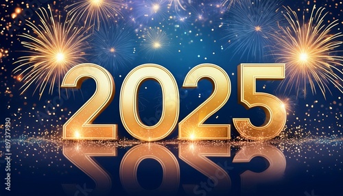 Happy New Year 2025 text design. 2025 happy new year background design. Elegant and beautiful New Year 2025 number design.