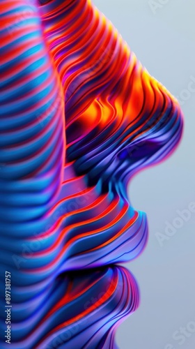 A Close-up Shot of a Prismatic human moire patterns, interfering diverse waves