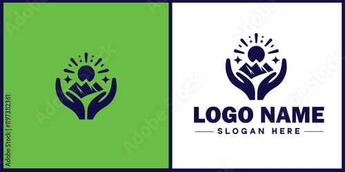 NGO icon Charitable group Voluntary agency Nonprofit organization flat logo sign symbol editable vector