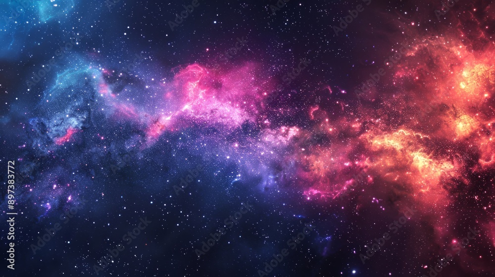 Obraz premium Vibrant cosmic nebula in space displaying interstellar cloud of dust and gas. Concept of universe, astronomy, galaxy exploration. Background