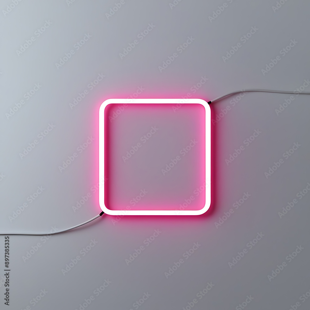 A neon pink square with a white border A neon pink square with a white border