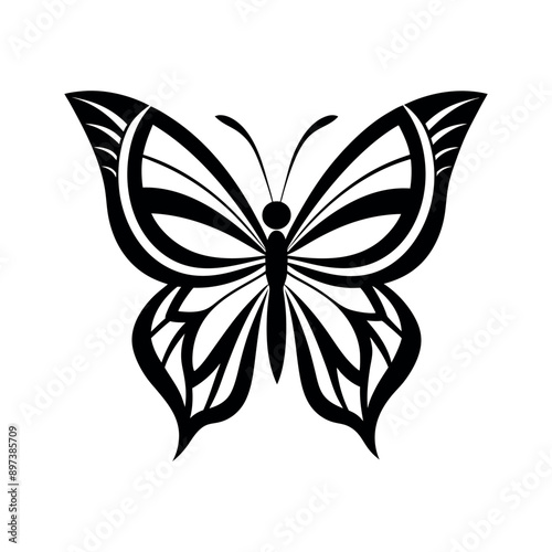 Butterfly Line Art black vector illustration