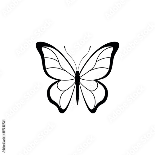 Butterfly Line Art black vector illustration