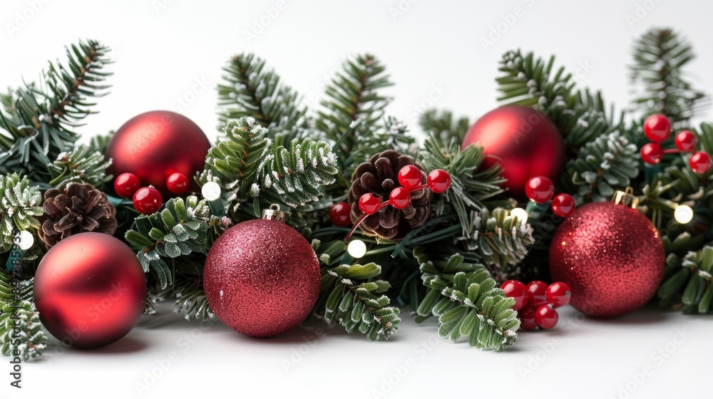 Christmas composition of tree branches and gifts Christmas composition of tree branches and gifts