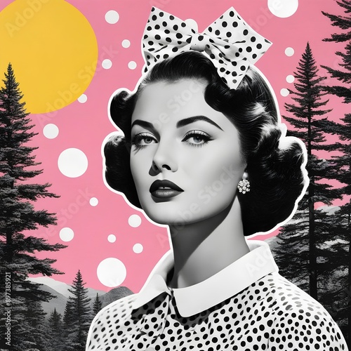Vintage collage : beauty  of woman