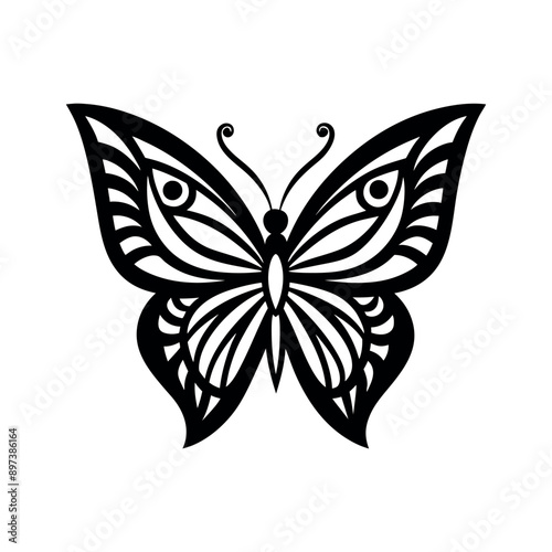 Different butterflies silhouette vector illustration art