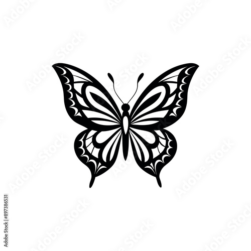 Different butterflies silhouette vector illustration art