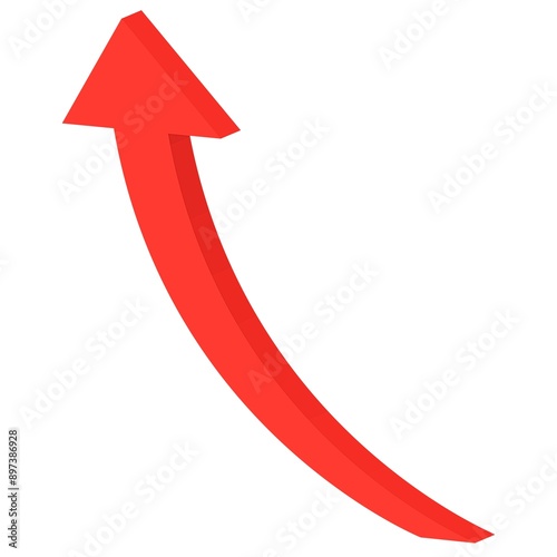 Red Curved Up Arrow 3D Vector