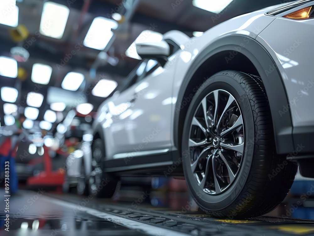 Automotive Service Center Engineer Meticulously Inspects Vehicles During Routine Maintenance, Ensuring Quality and Safety Automotive Service Center Engineer Meticulously Inspects Vehicles During Routine Maintenance, Ensuring Quality and Safety