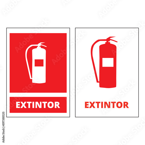 Icono de extintor sobre un fondo blanco. Vector