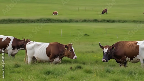 Group of holstein cows in a meadow
 photo