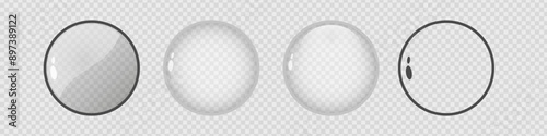 Realistic magnifying glass. Transparent lens