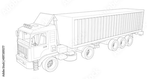 truck sketch symbol 3d illustration