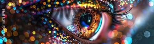 A Close-up Shot of a Holographic cultural akashic records, diverse cosmic memories photo