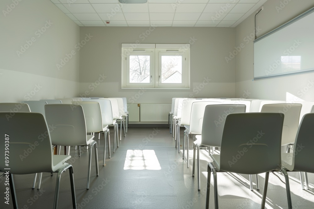 Empty conference room with white chairs and windows,. Empty conference room with white chairs and windows,.