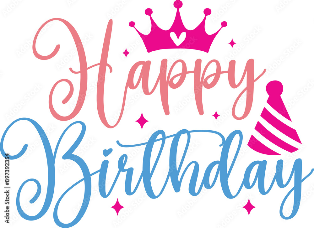 Happy Birthday typography design on plain white transparent isolated background for card, shirt, hoodie, sweatshirt, apparel, tag, mug, icon, poster or badge Happy Birthday typography design on plain white transparent isolated background for card, shirt, hoodie, sweatshirt, apparel, tag, mug, icon, poster or badge